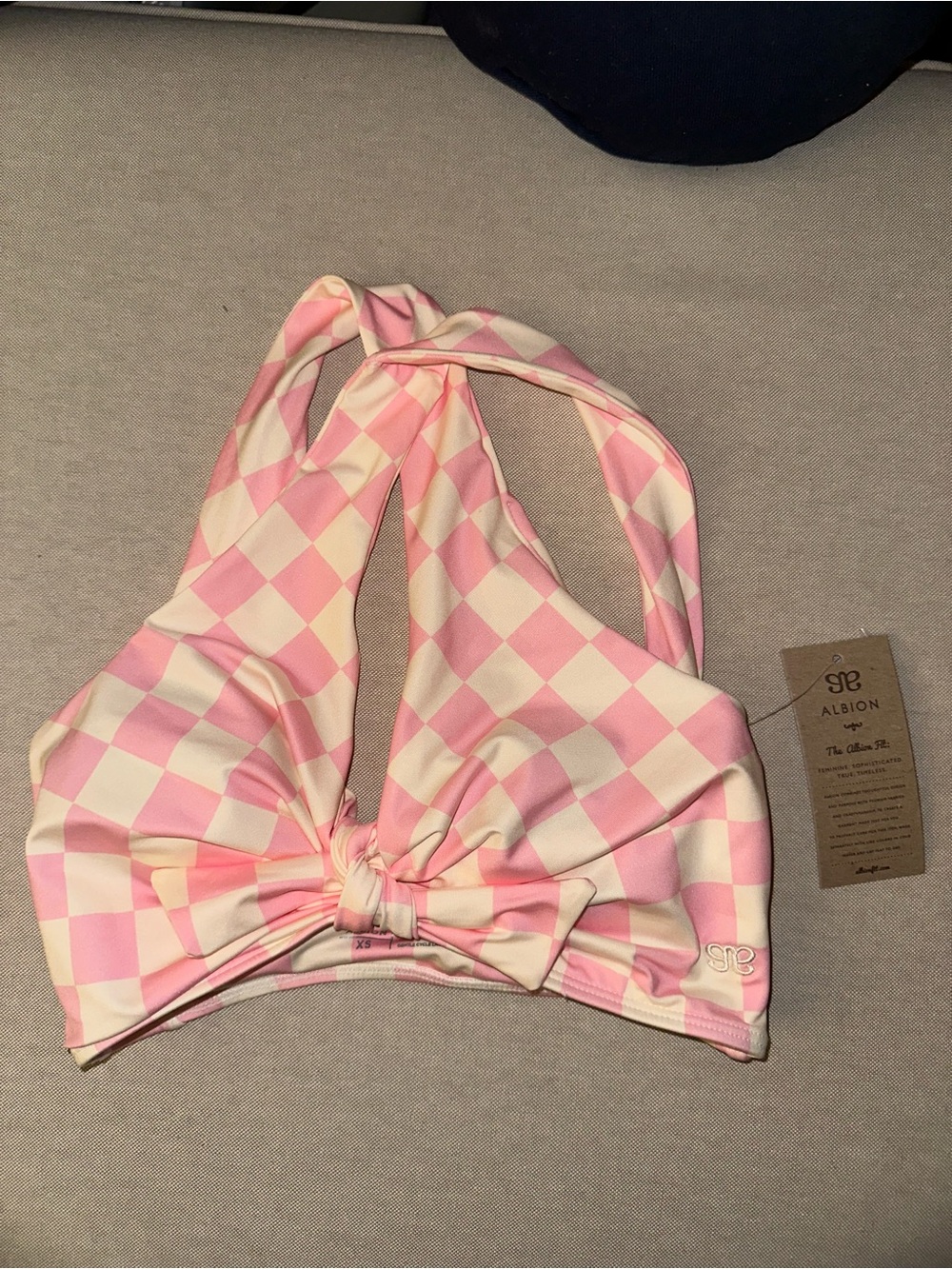 🆕 NWT Albion Pink Checkerboard Top knot bathing suit